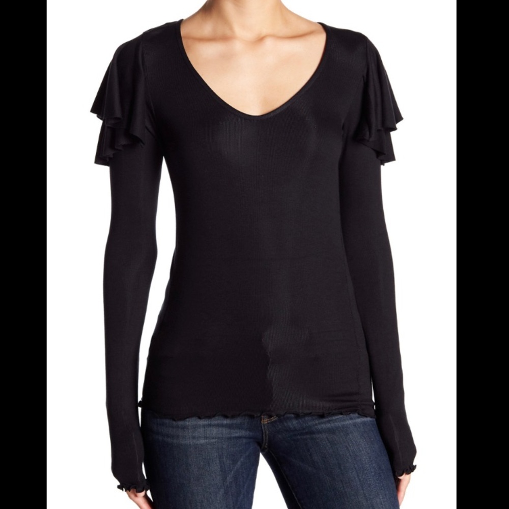 We the Free long sleeve black  on rewind ruffle